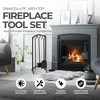 Panacea 4-Piece Arch Top Firewood Tool Set with Fireplace Brush, Shovel, Poker, and Stand for Indoor and Outdoor Fireplaces, Black - 3 of 4