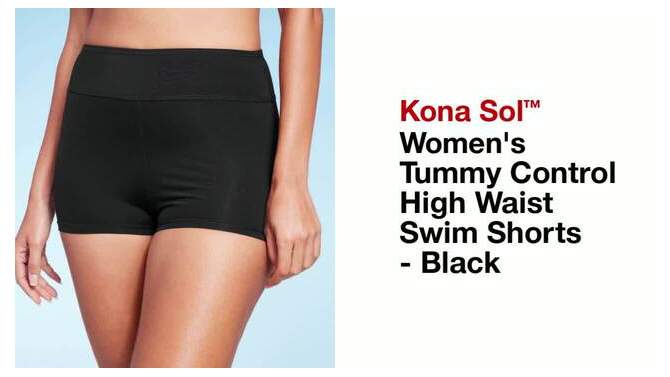 Women's Tummy Control High Waist Swim Shorts - Kona Sol™ Black, 2 of 7, play video
