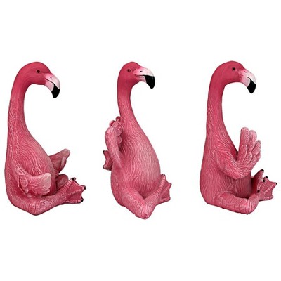 Medium Pink Resin Flamingo Yoga Garden Statue Set