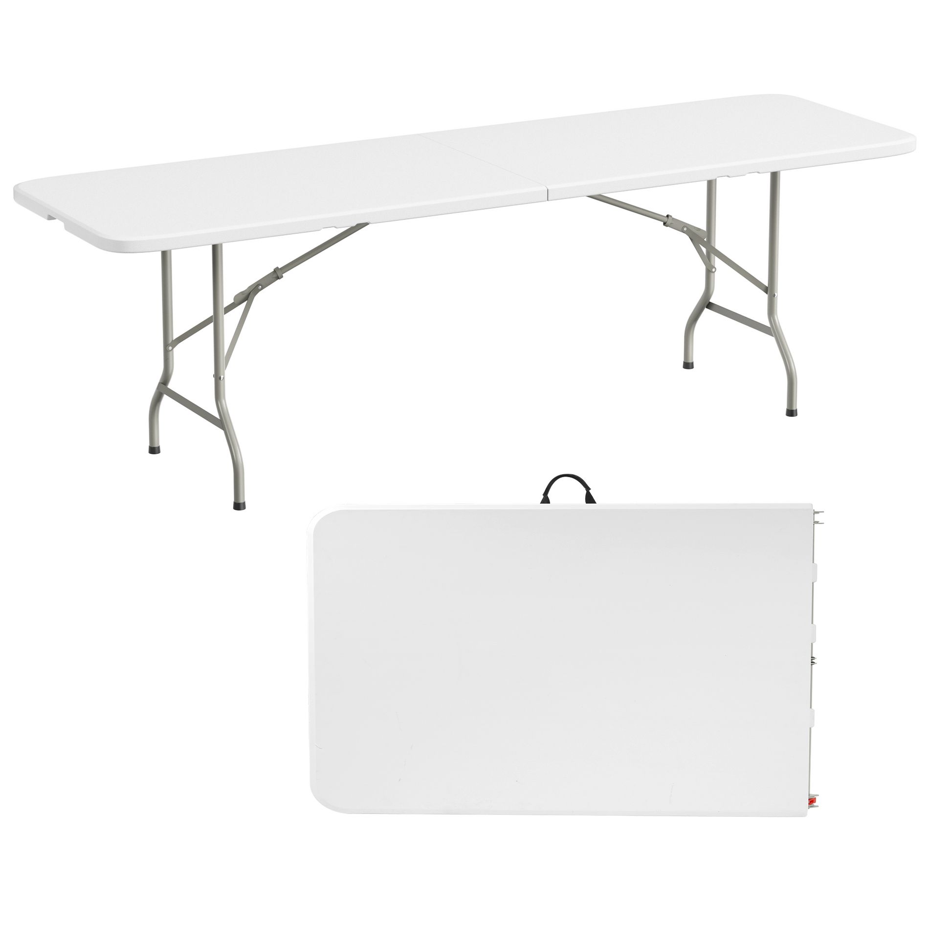 Gulches Folding table, 8 feet heavy duty folding semi-utility table for indoor and outdoor use, suitable for camping, picnics