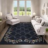 9x12 Black Washable Floral Area Rug, Low Pile Non-Slip Carpet for Living Room & Bedroom, Soft Machine Washable Rug - 4 of 4