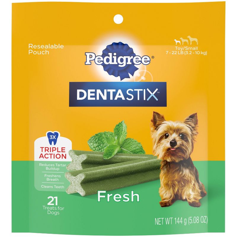 Pedigree Dentastix Fresh Mint Flavor Toy/Small Adult Dental Dog Treats, 1 of 13