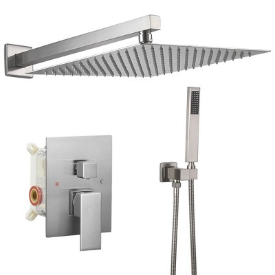 10 Inch Square Bathroom Shower Combo Set In Polished Chrome