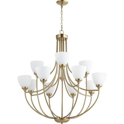Quorum Lighting Enclave 12-Light Chandelier, Aged Brass, 35 Width, 38 Height