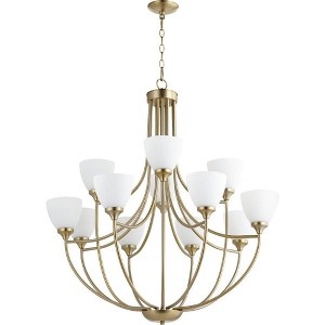 Quorum Lighting Enclave 12-Light Chandelier, Aged Brass, 35 Width, 38 Height - 1 of 1