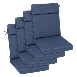 Aoodor Outdoor High Back Dining Chair Cushion Set, Water Proof & Stain Resistant Polyester Fabric Cover with Ties and Zipper, Set of 4 - 1 of 4