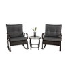 3 Pieces Patio Furniture Set Rocking Bistro Set Outdoor Rattan Conversation with Coffee Table for Garden Balcony Backyard Poolside - 2 of 4