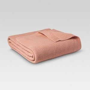 Twin Sweater Knit Bed Blanket Coral - Threshold , Pink