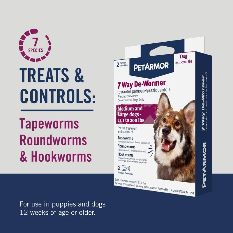 PetArmor 7-Way Deworm Dog Insect Treatment for Dogs, 6 of 9
