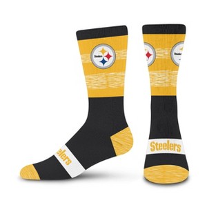 NFL Pittsburgh Steelers Mixer Crew Socks - Large: Cushioned Heel & Toe, Knit Fabric - 1 of 3