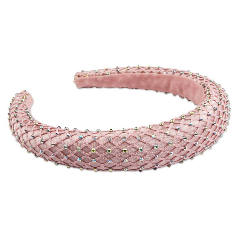sc&#252;nci be-&#252;-tiful Rhinestone and Mesh Embellished Padded Headband - Pink, 6 of 8