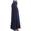 Women's Fold-Over Flare Maxi Skirt - Stylish Spandex Long Skirt for All-Day Comfort Navy Blue - 2 of 4