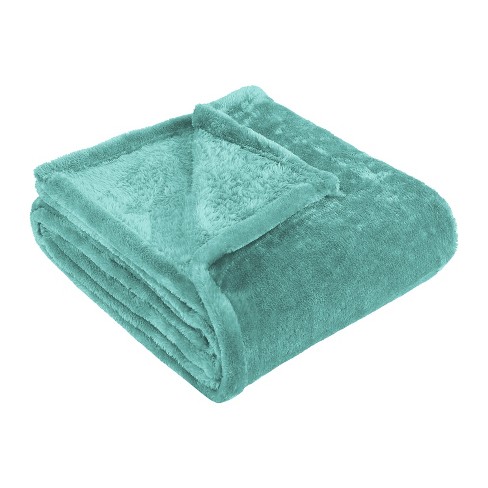 Cozy and Warm Microfiber Fleece Blanket Twin Turquoise Blue Nile Mills