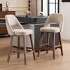 YOUNIKE Counter Height Bar Stool 26 Inch Modern Farmhouse Barstools with Solid Wood Legs Upholstered Bar Height Chair Boucle Fabric - 2 of 4