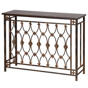 Filagree Side Table Brown - Stylecraft: Signature Collection, Elegant Metal & Wood Design, Storage for Entryway or Hallway - 1 of 4