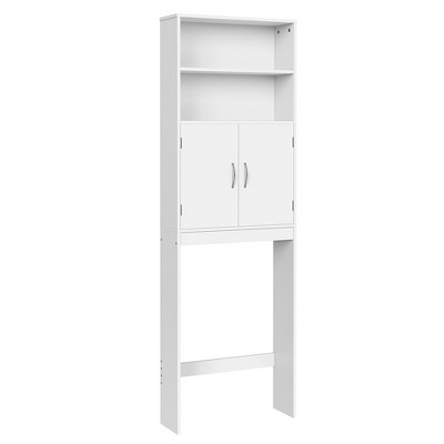 Yaheetech Free Standing Over the Toilet Storage with Doors and Open Shelves