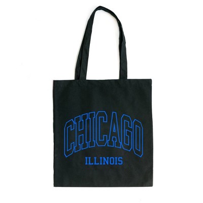 City Creek Prints Chicago Illinois Canvas Tote Bag - 15x16 - Black