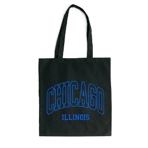 City Creek Prints Chicago Illinois Canvas Tote Bag - 15x16 - Black - 1 of 2