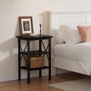 VECELO Modern X-Design Nightstand Set of 1/2, 3-Tier Bedside Tables with Storage Shelves, Small End Side Tables for Bedroom, Living Room, or Office - 3 of 4