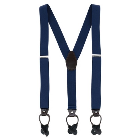 Ctm Men's 1.375 Inch Wide Solid Color Y-back Button-end Suspenders, Navy :  Target