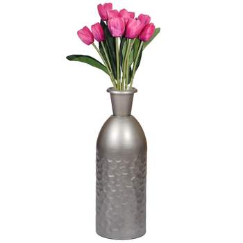 Uniquewise Modern Decorative Iron Hammered Tabletop Centerpiece Flower Vase