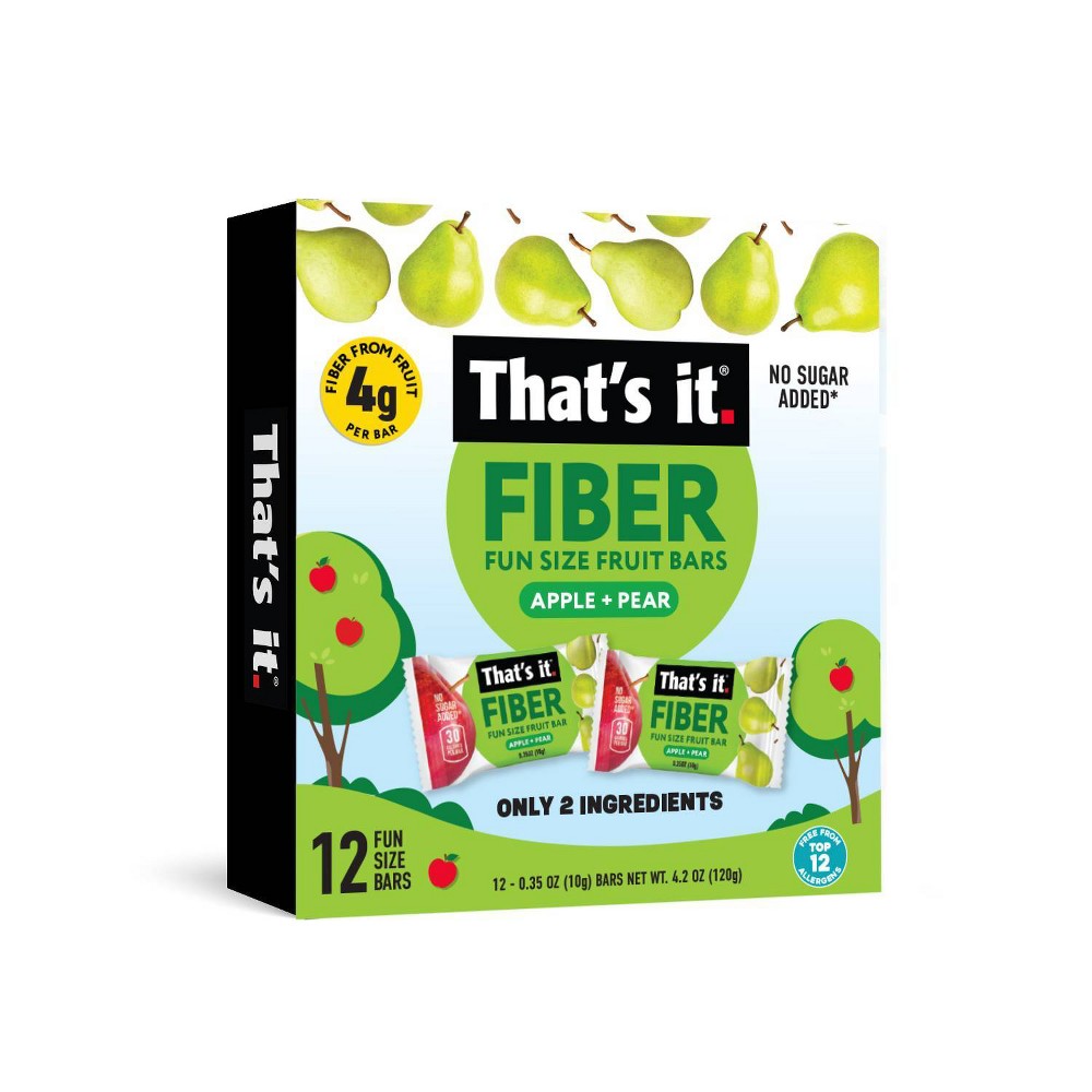 That's It. Fiber Fun Size Apple + Pear Fruit Bars - 0.35oz/12ct