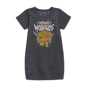 - Teenage Mutant Ninja Turtles - Leo and Brothers Ninja Warriors Graphic Short Sleeve Fleece Dress - 1 of 3