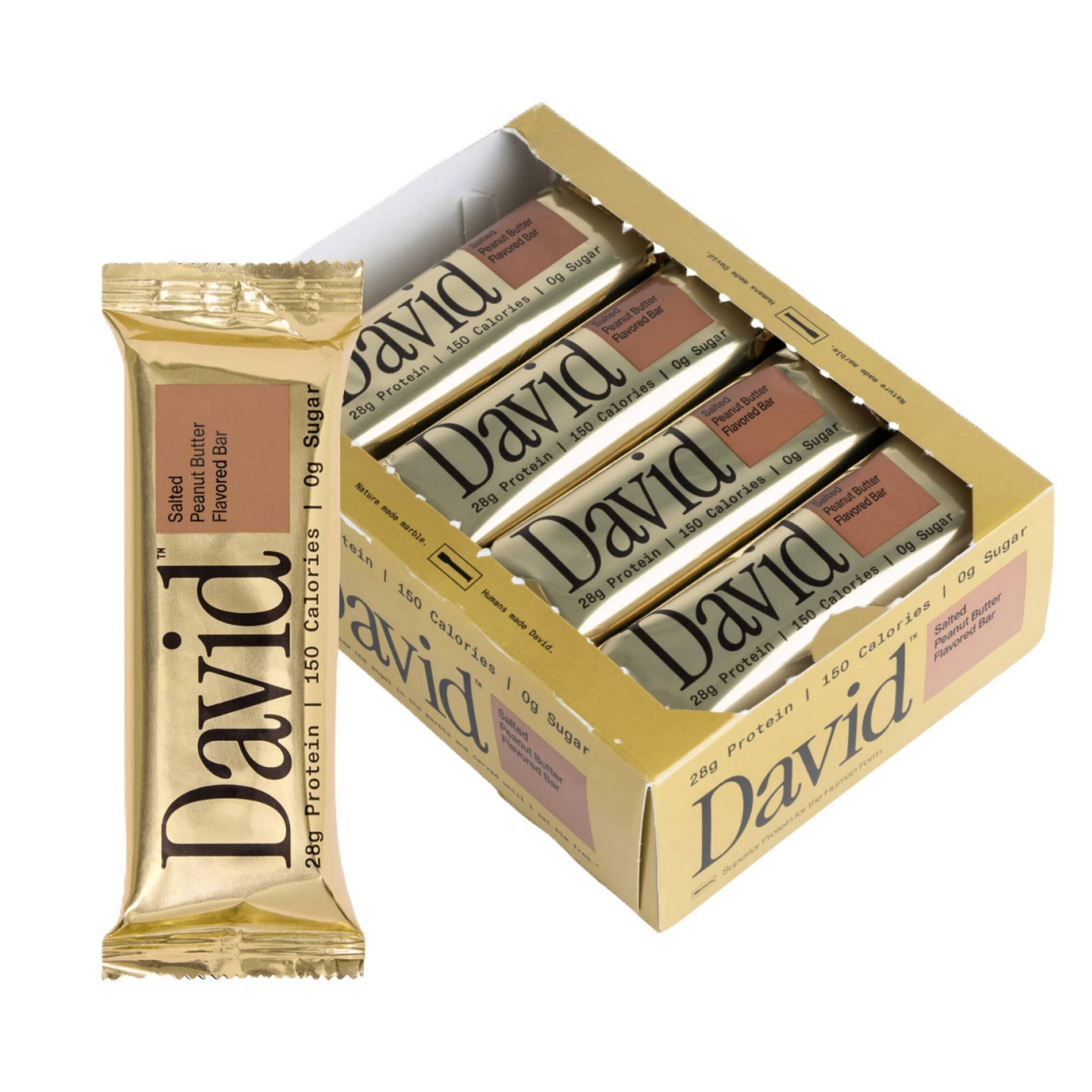David Protein Gold Salted Peanut Butter High Protein Bars - 28g Protein - 12ct: Ready to Eat, Creamy Consistency, Milk & Egg Protein
