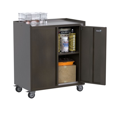 AOBABO Steel Wheeled Lockable Tool Box Supply Cabinet Organizer with Adjustable Storage Shelves for Homes, Offices, and Garages