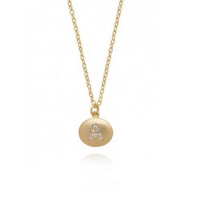 Pompeii3 Diamond Disc Initial Pendant 14K Yellow Gold A-Z