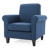 Blue Single Sofa Chair Club Chairs For Living Room Roll Arm Armchair Padded Fabric Club Chair With Birch Legs-Cuddlewood - 4 of 4