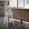 Armen Living 30" Flynn Brushed Stainless Steel with Faux Leather Swivel Barstool - 2 of 4