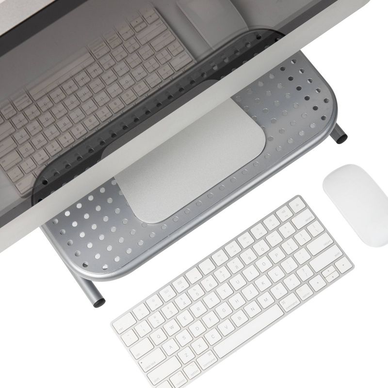 Mind Reader Metal Monitor Stand with Keyboard Storage Space Silver, 4 of 10