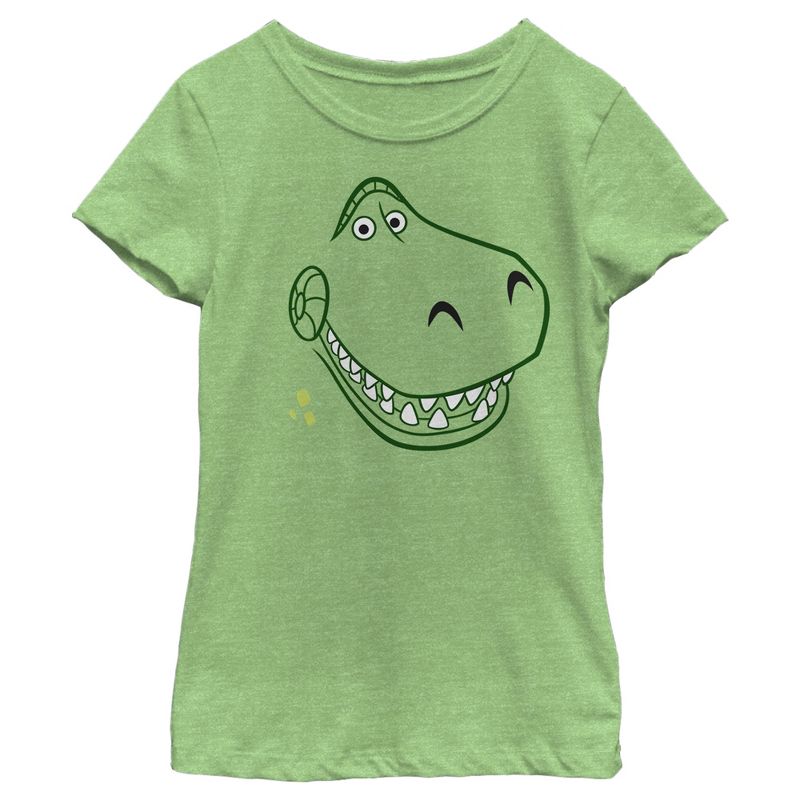 Girl's Toy Story Grinning Rex Face T-Shirt, 1 of 4