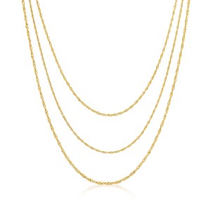 Ross-Simons Italian 18kt Gold Over Sterling 3-Strand Singapore-Chain Necklace Size 18 - 1 of 3