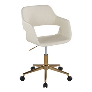 TiramisuBest Contemporary Cream Faux Leather Task Chair with Adjustable Height, Swivel, Cushioned Seats, Gold Base - 1 of 4