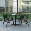 Emma and Oliver 31.5'' Round Aluminum Indoor-Outdoor Table Set with 4 Slat Back Chairs - 2 of 4