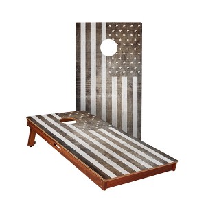 Vintage Black And White American Flag All-Weather Cornhole Boards - ACA Sig Pro Series - 1 of 4