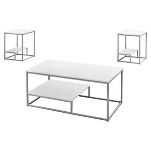 Monarch Specialties Table Set 3Pcs Set Coffee End Side Accent Living Room Metal Laminate White Grey Contemporary Modern - 1 of 4