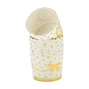 Unique Bargains Disposable Baking Cups Wood Pulp Paper PE Coating Gold Tone White 2.76"x2.17" 50 Pcs - 1 of 4