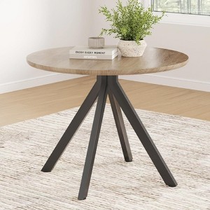 FONTOI End Tables, 39" Round Wooden Side Table with Non-slip Foot Pads, Couch Side Table for Bedroom Living Room, Brown, 39.3"*29.5"*39.3" - 1 of 4