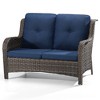 UPTIOT 49'' Polyethylene (PE) Wicker Outdoor Loveseat Blue - 3 of 4