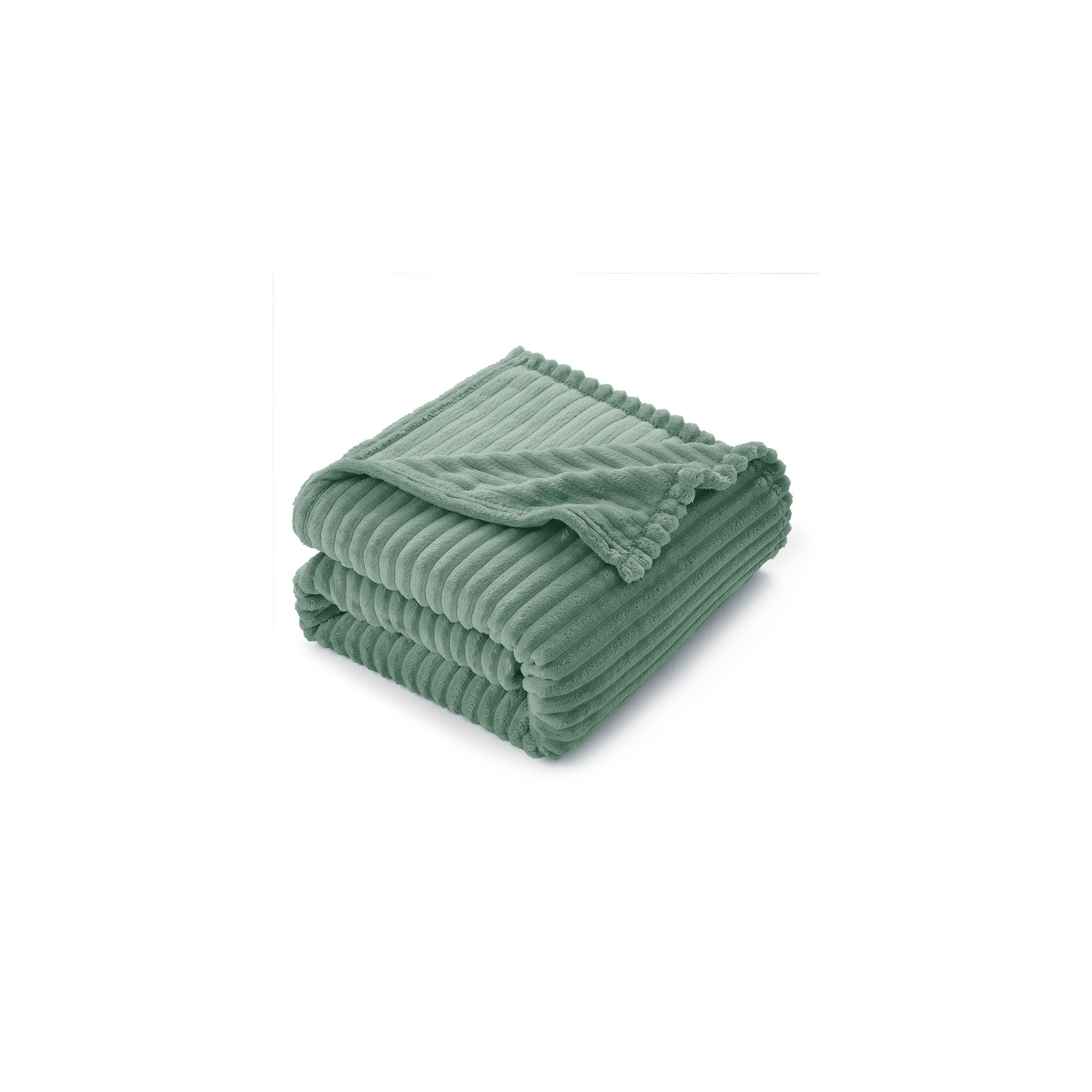 Nestl Cut Plush Fleece Blanket King Size, Lightweight Soft Cozy Bed Blanket, Sage Green Fuzzy Blanket