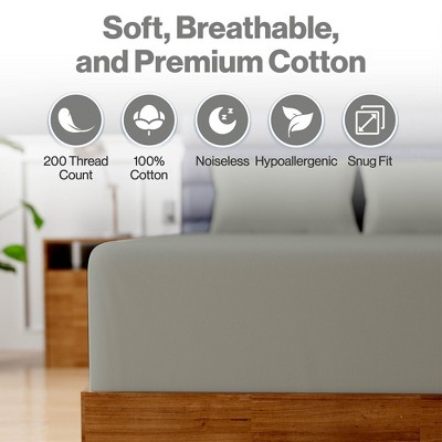 Gray Queen Cotton Microfiber Fitted Sheet Set