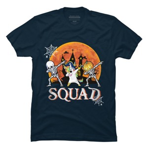 Men's Design By Humans Halloween Squad Skeleton Unicorn Dabbing By dodorindesign T-Shirt - 1 of 4