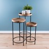 Accent Tables With Iron Frame Set of 3 28.75 Inch Height Brown and Black By Melrose - 2 of 4