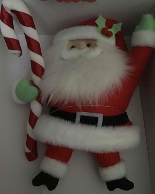 14.75 Fabric Santa with Candy Cane Christmas Tree Topper Red/White - Wondershop