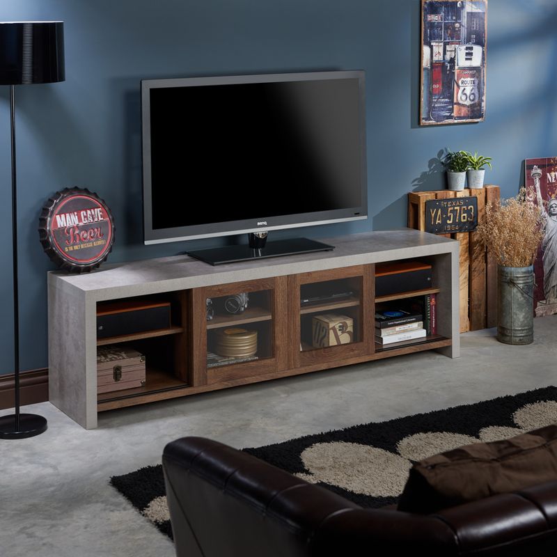 Briggin Industrial TV Stand for TVs up to 70&#34; Walnut/Cement - HOMES: Inside + Out, 6 of 8