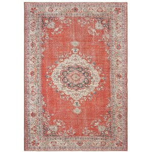 Scarlett Bohemian Medallion Area Rug Red/Gray - Captiv8e Designs - 1 of 4