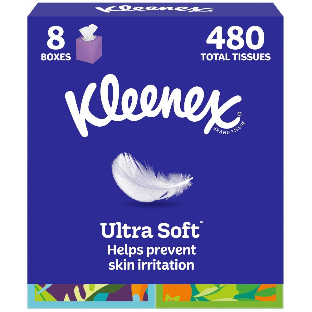 Kleenex Ultra Soft 3-Ply Facial Tissue - 8pk/480ct: Square Container, Not Travel Size